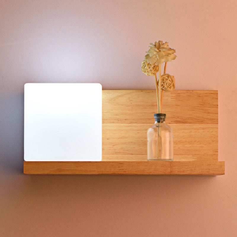 Lampada da parete del colore log in vetro in moderna sconce da parete rettangolare in legno in legno per spazi interni