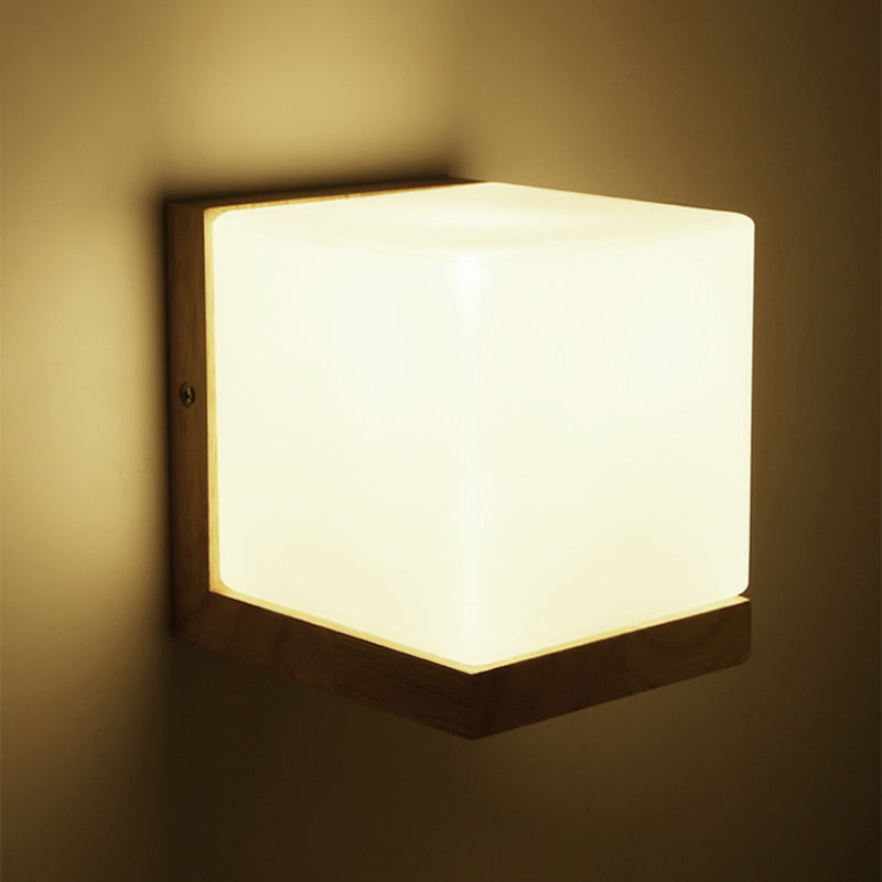 Lampada da parete del colore log in vetro in moderna sconce da parete rettangolare in legno in legno per spazi interni