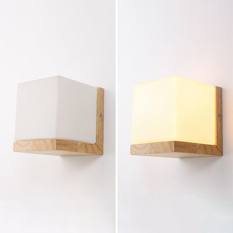 Lampada da parete del colore log in vetro in moderna sconce da parete rettangolare in legno in legno per spazi interni