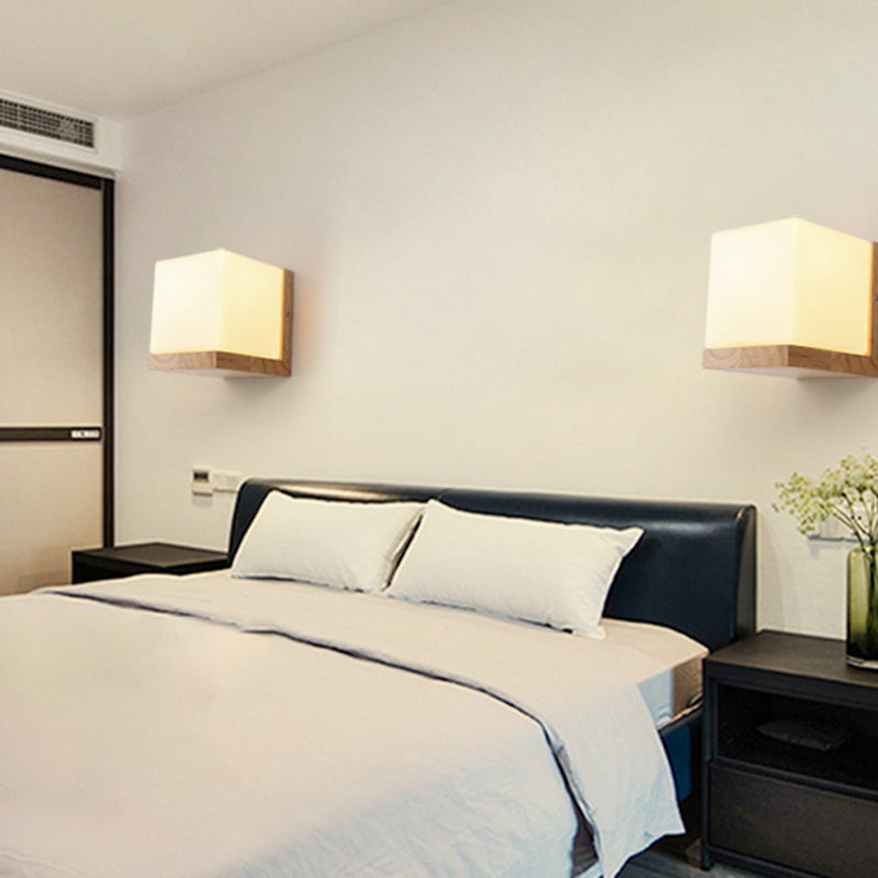 Lampada da parete del colore log in vetro in moderna sconce da parete rettangolare in legno in legno per spazi interni