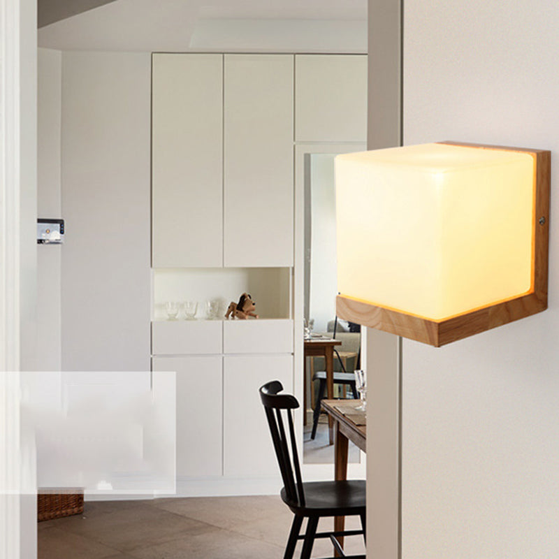 Lampada da parete del colore log in vetro in moderna sconce da parete rettangolare in legno in legno per spazi interni