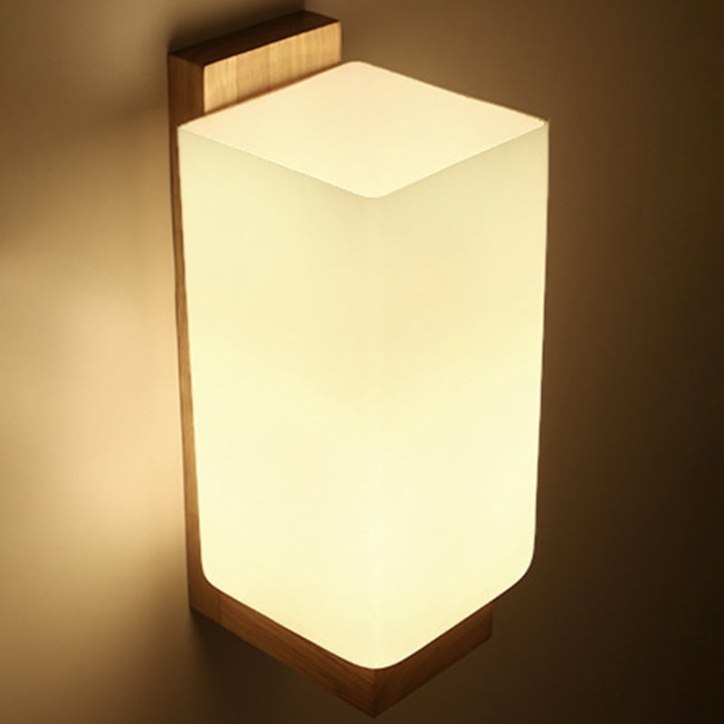 Color de registro apliques de pared individual en moderna luz de pared rectangular de madera de estilo conciso para dormitorio