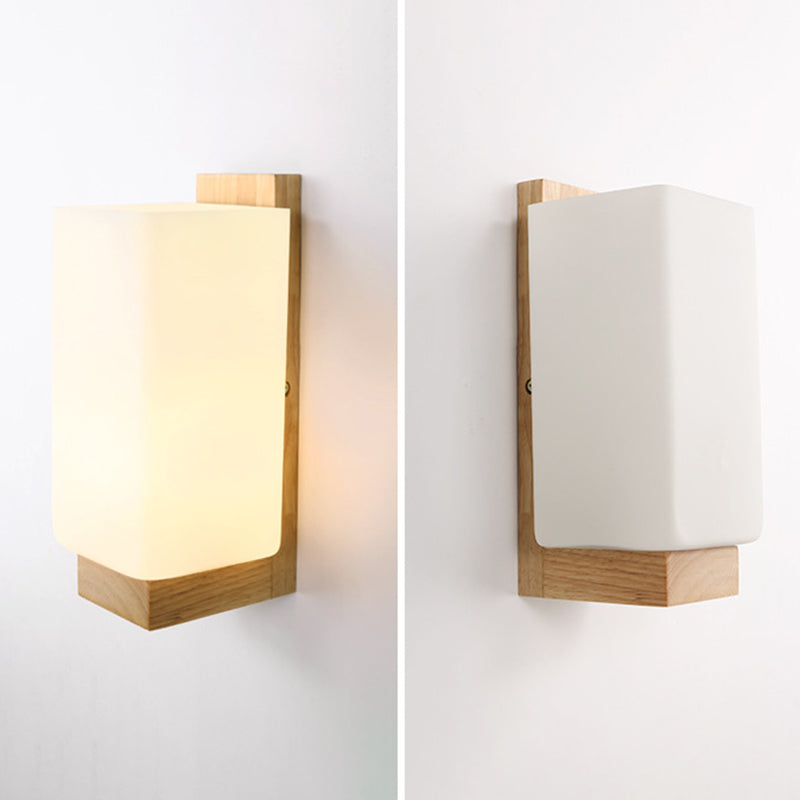 Color de registro apliques de pared individual en moderna luz de pared rectangular de madera de estilo conciso para dormitorio