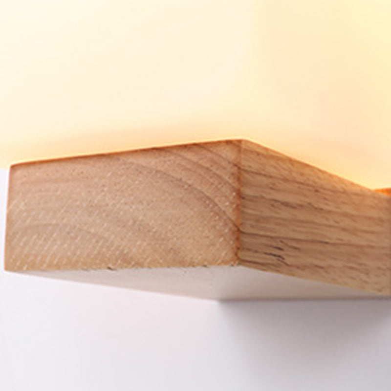 Color de registro apliques de pared individual en moderna luz de pared rectangular de madera de estilo conciso para dormitorio