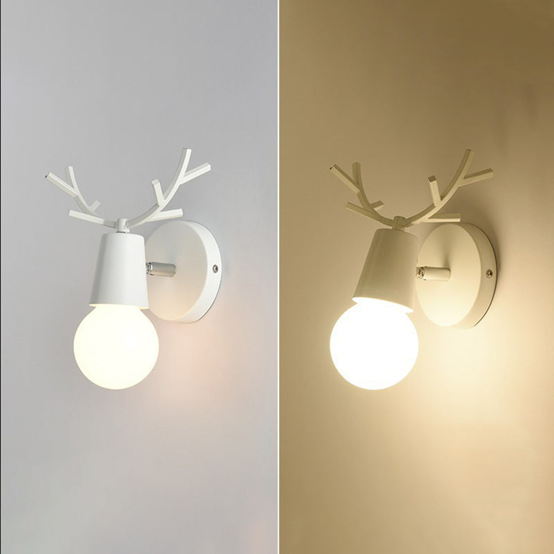 Modern Nordic Macarons Style Unique Shade Wall Sconce Metal 1 Light Sconces in Black and White