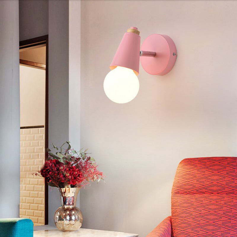 Modern Nordic Macarons Style Unique Shade Wall Sconce Metal 1 Light Sconces in Black and White