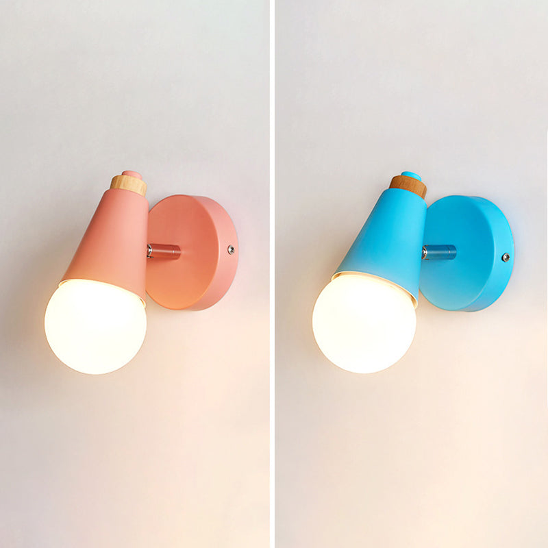 Modern Nordic Macarons Style Unique Shade Wall Sconce Metal 1 Light Sconces in Black and White