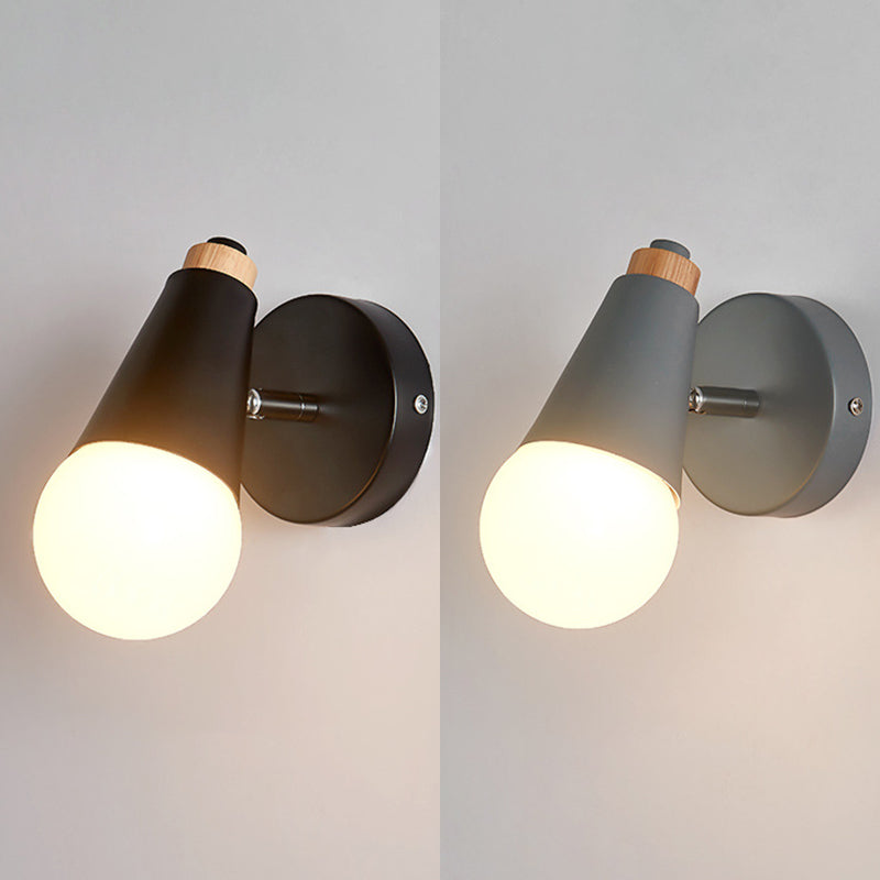 Modern Nordic Macarons Style Unique Shade Wall Sconce Metal 1 Light Sconces in Black and White