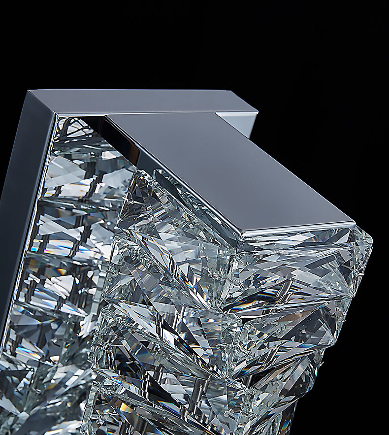 Application murale à LED à cristal argenté dans la lampe murale rectangulaire en acier inoxydable moderne en acier inoxydable pour les espaces intérieurs