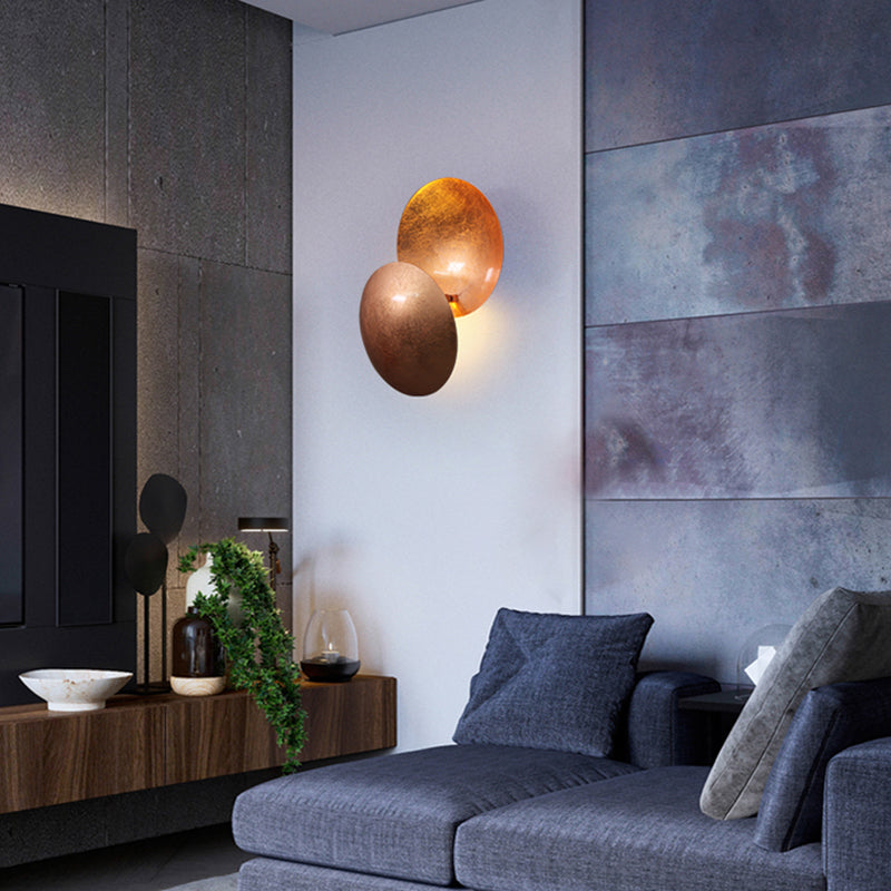 Wrought Iron LED Rotatable Wall Lamp in Modern Creative Style Gold Foil Circular Wall Sconce for Bedroom