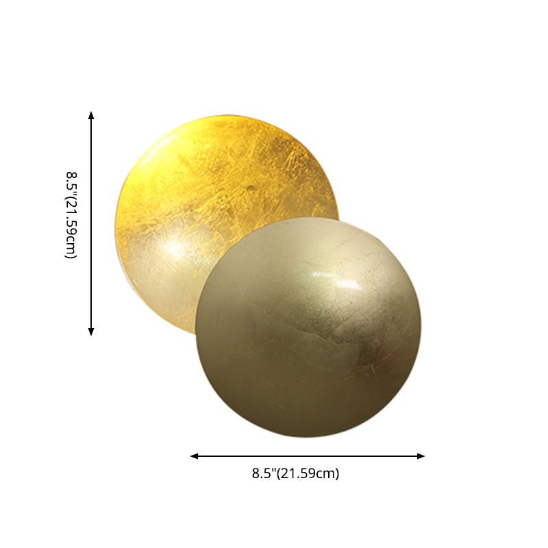 Wrought Iron LED Rotatable Wall Lamp in Modern Creative Style Gold Foil Circular Wall Sconce for Bedroom