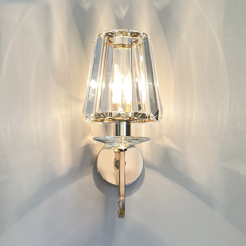 Gold Crystal Wall Sconce in Modern Luxury Style Wrought Iron Geometric Wall Lamp for Bedroom