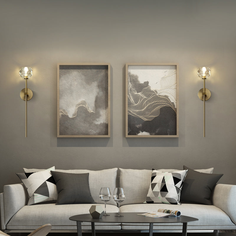 Gold Crystal Wall Lamp in Modern Luxury Style Copper Globe Wall Sconce for Bedroom