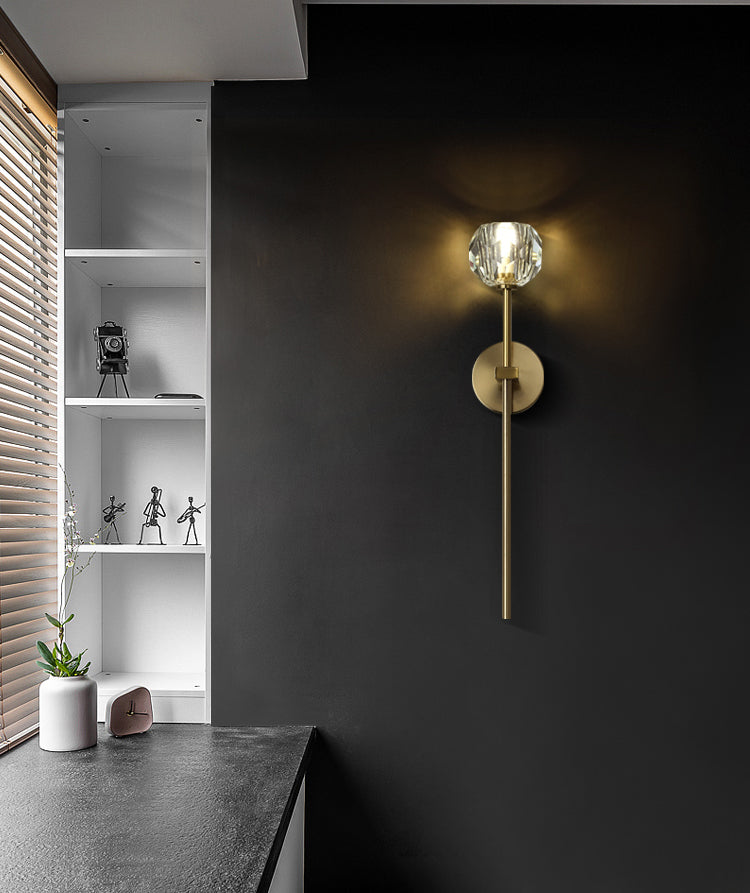 Gold Crystal Wall Lamp in Modern Luxury Style Copper Globe Wall Sconce for Bedroom