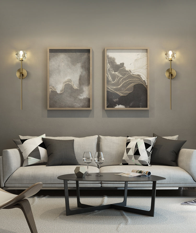 Gold Crystal Wall Lamp in Modern Luxury Style Copper Globe Wall Sconce for Bedroom