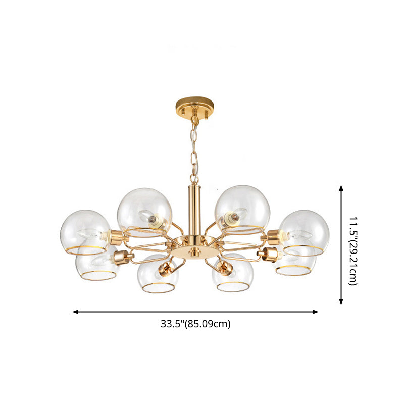 Modern Luxury Sputnik Pendant Light Wrought Iron Hanging Lamp with Clear Glass Shade