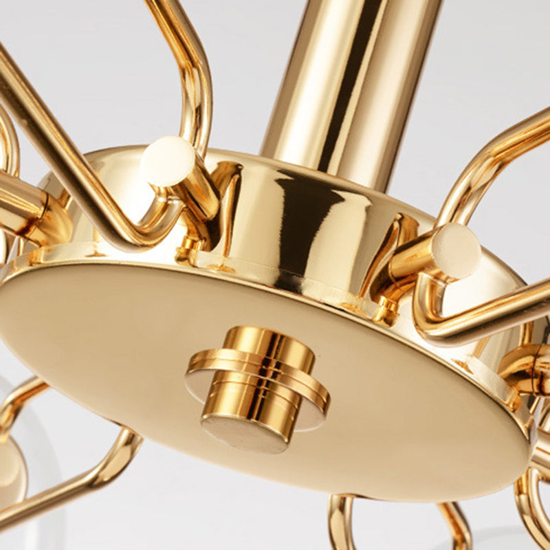 Moderna lampada sospesa in ferro battuto di lusso di lusso a sospensione con tonalità di vetro trasparente