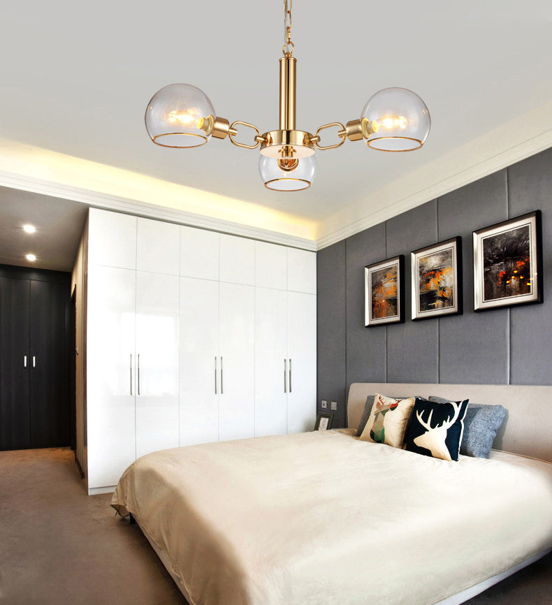 Modern Luxury Sputnik Pendant Light Wrought Iron Hanging Lamp with Clear Glass Shade