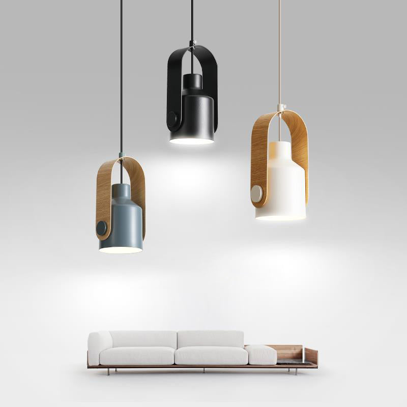 Lacquered Iron Pendant Light in Modern Creative Style Can Macaron Hanging Lamp for Interior Spaces