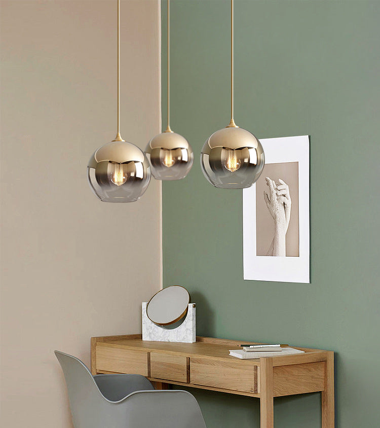 Gold Globe Single Pendant Light in Modern Creative Style Wrought Iron Hanging Lamp with Glass Shade