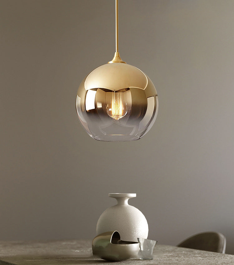 Gold Globe Single Pendant Light in Modern Creative Style Wrought Iron Hanging Lamp with Glass Shade