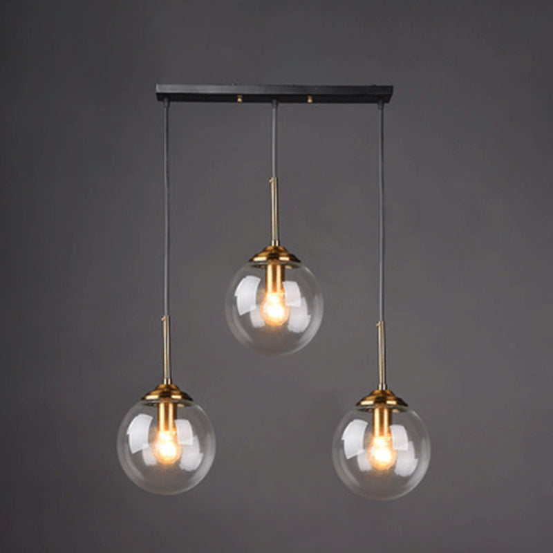 Globe Glass Hanging Lamp in Modern Creative Style Electroplate Metal Pendant Light for Dining Room