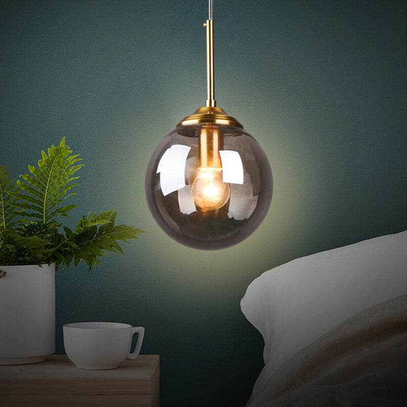 Globe Glass Hanging Lamp in Modern Creative Style Electroplate Metal Pendant Light for Dining Room