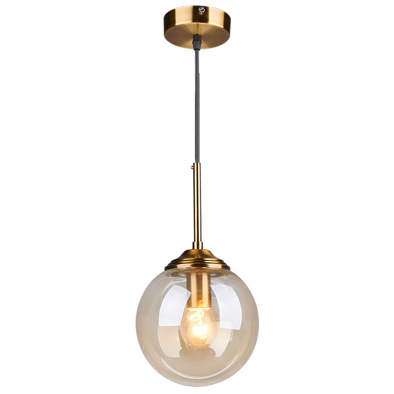 Globe Glass Hanging Lamp in Modern Creative Style Electroplate Metal Pendant Light for Dining Room