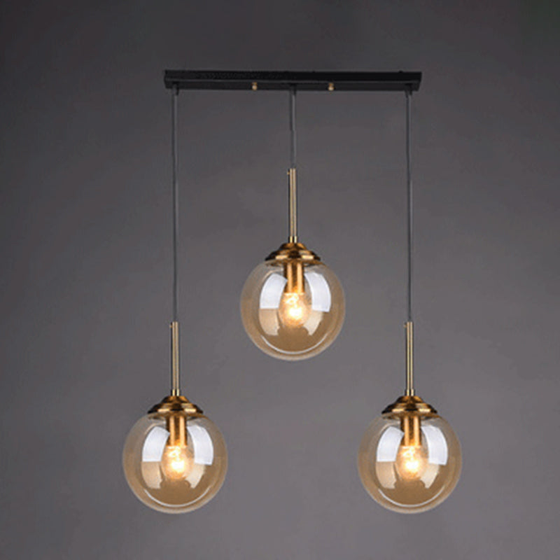 Globe Glass Hanging Lamp in Modern Creative Style Electroplate Metal Pendant Light for Dining Room