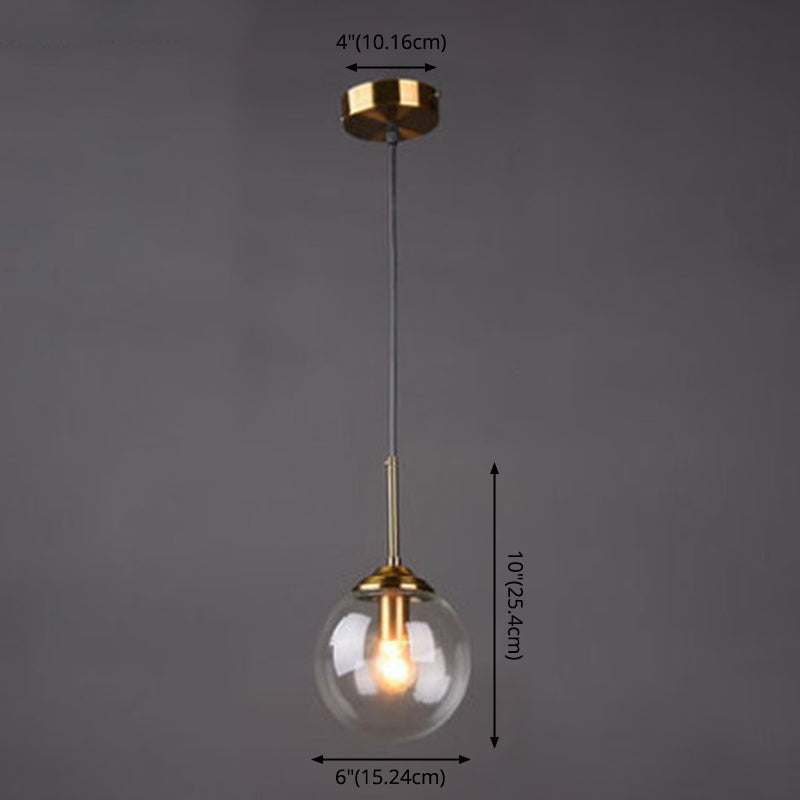 Globe Glass Hanging Lamp in Modern Creative Style Electroplate Metal Pendant Light for Dining Room