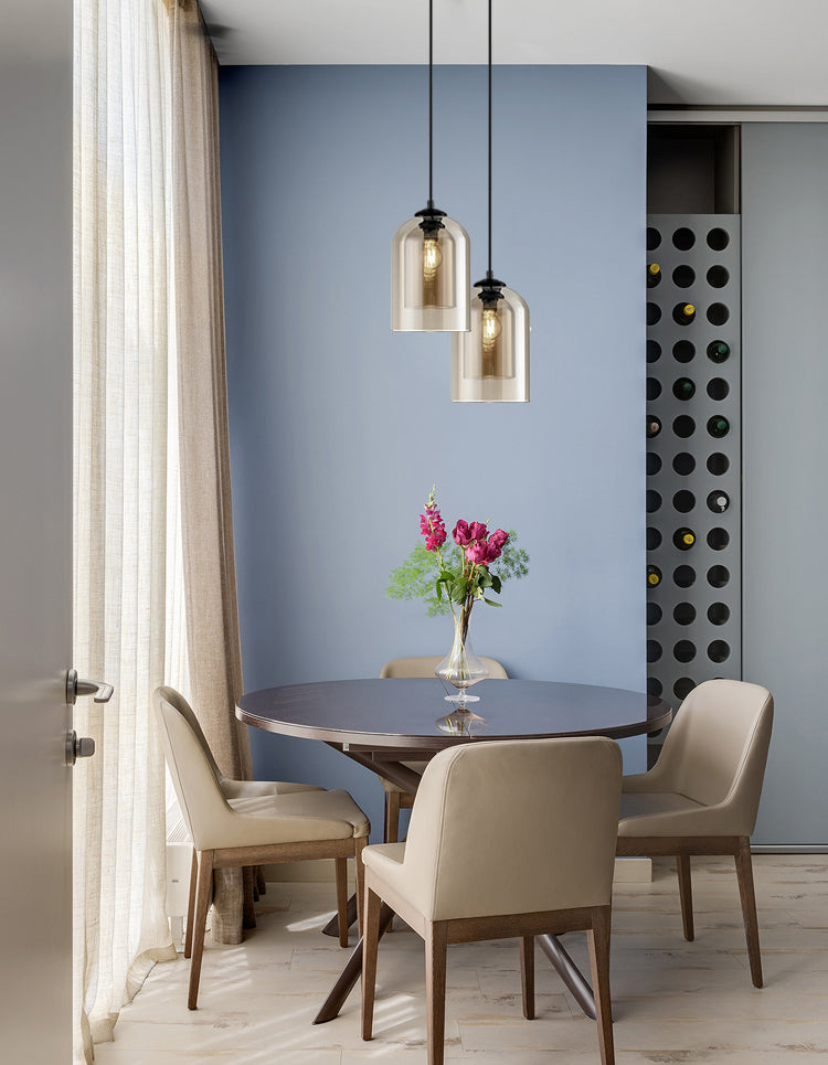 Double Glass Single Pendant Light in Modern Concise Style Wrought Iron Hanging Lamp for Dining Room