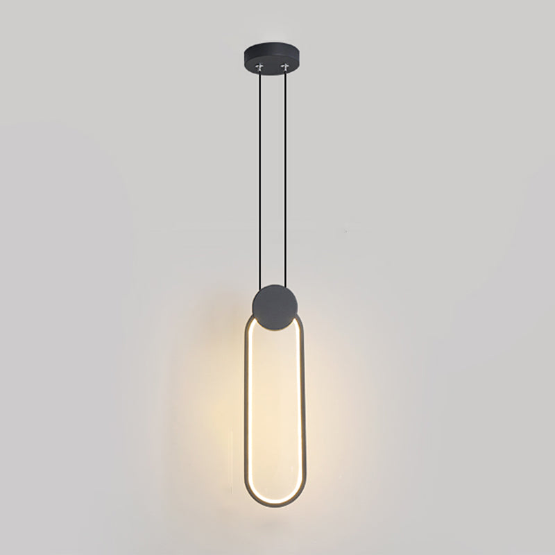 Black Geometric LED Pendant Light in Modern Minimalist Style Wrought Iron Hanging Light with Acrylic Shade