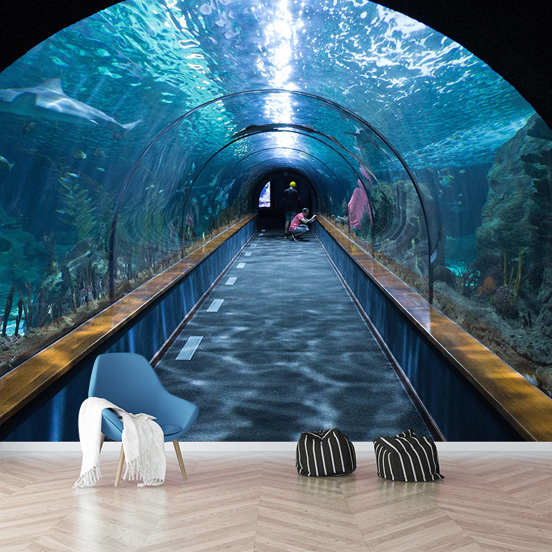 3D Illusion Wall Mural with Tunnel Pattern Contemporary Mildew Resistant Wall Art for Living Room