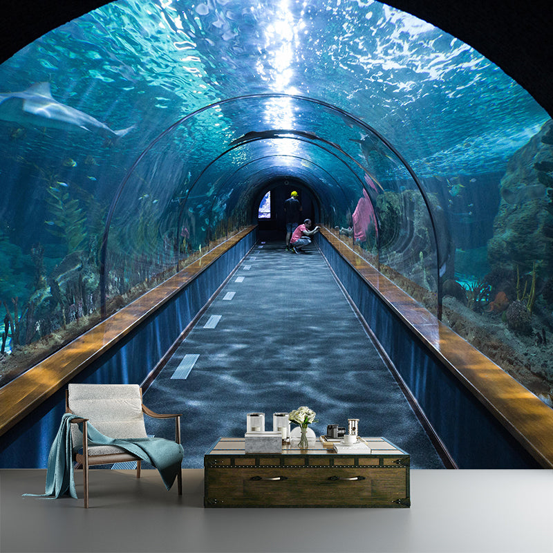 3D Illusion Wall Mural with Tunnel Pattern Contemporary Mildew Resistant Wall Art for Living Room