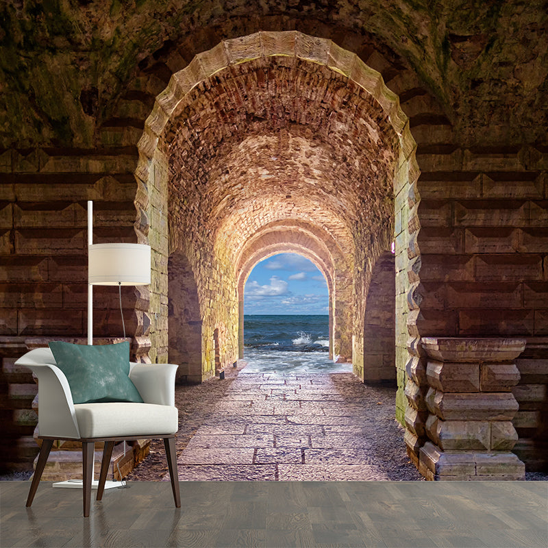 3D Illusion Wall Mural Contemporary Mildew Resistant Wall Art for Living Room