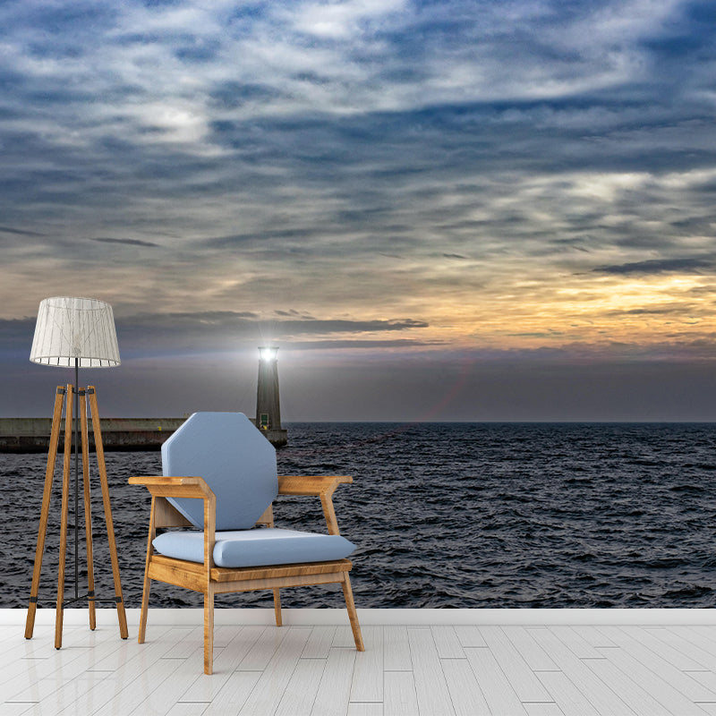 Stain Resistant Beacon Mural Decal Modern Style Nautical Wall Decor for Bathroom