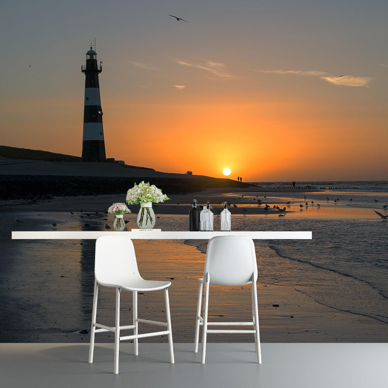 Stain Resistant Beacon Mural Decal Modern Style Nautical Wall Decor for Bathroom