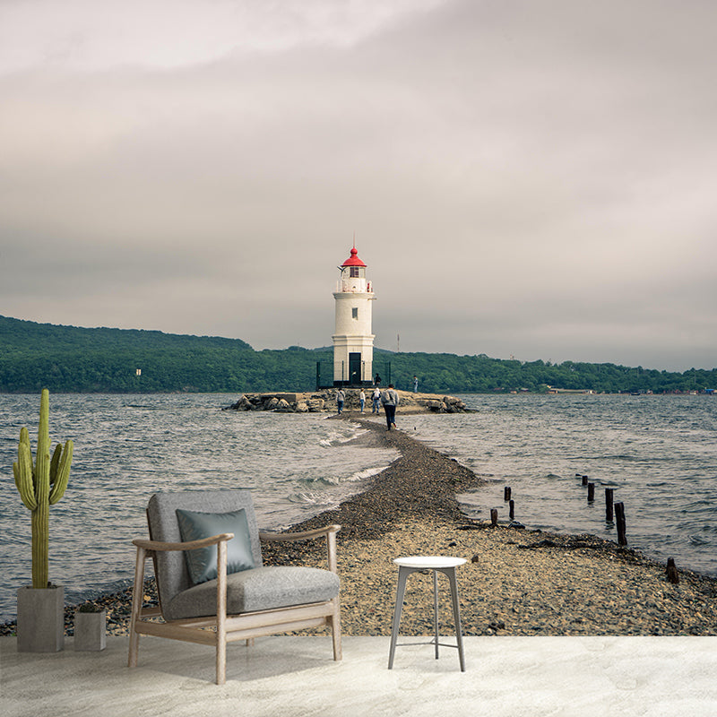 Giant Nautical Mural Wallpaper Lighthouse Scene Wall Decor Bathroom Wall Murals