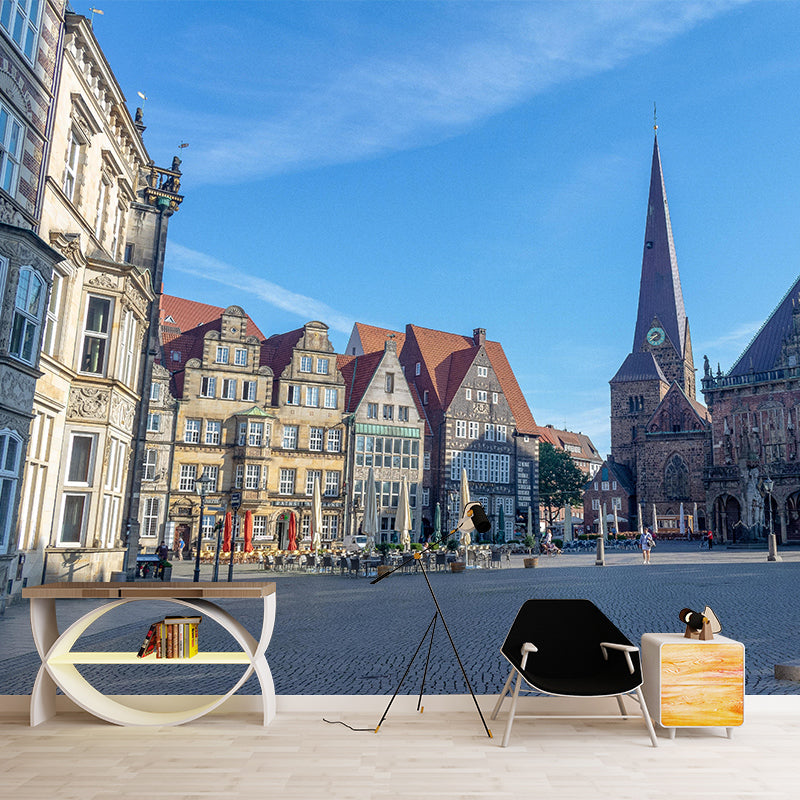 Schöne Bremer Stadtbild-Wandtapete in sanften Farben, feuchtigkeitsbeständig, Wanddekoration für den Raum