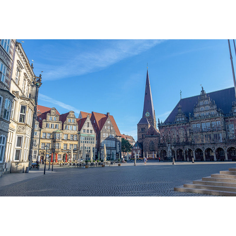 Schöne Bremer Stadtbild-Wandtapete in sanften Farben, feuchtigkeitsbeständig, Wanddekoration für den Raum