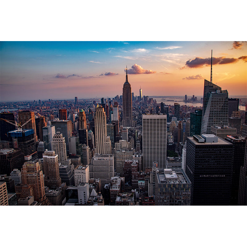 New York Cityscape Mural Wallpaper Soft Color Moisture Resistant Wall Decor for Room