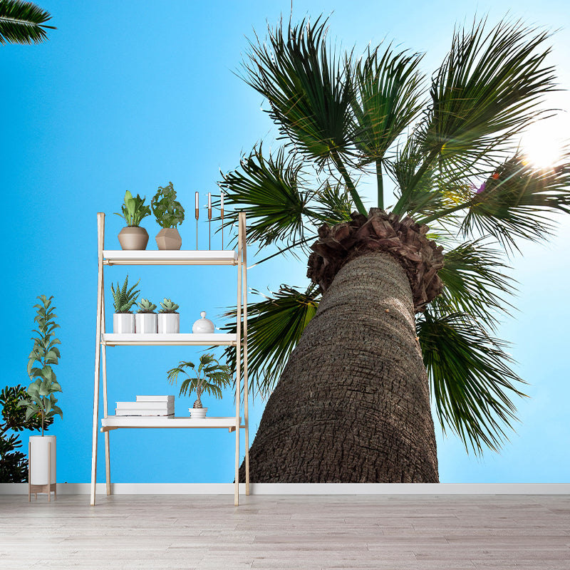 Waterproof Green Palm Trees Mural Wallpaper Living Room Wall Decor, Custom Size