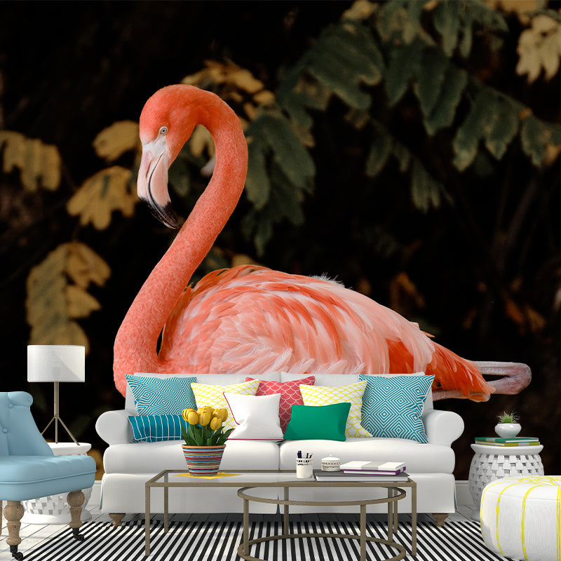 Full Size Flamingo Mural Wallpaper Decorative for Entrance End of Corridor