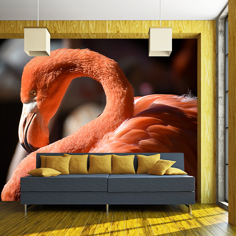 Full Size Flamingo Mural Wallpaper Decorative for Entrance End of Corridor