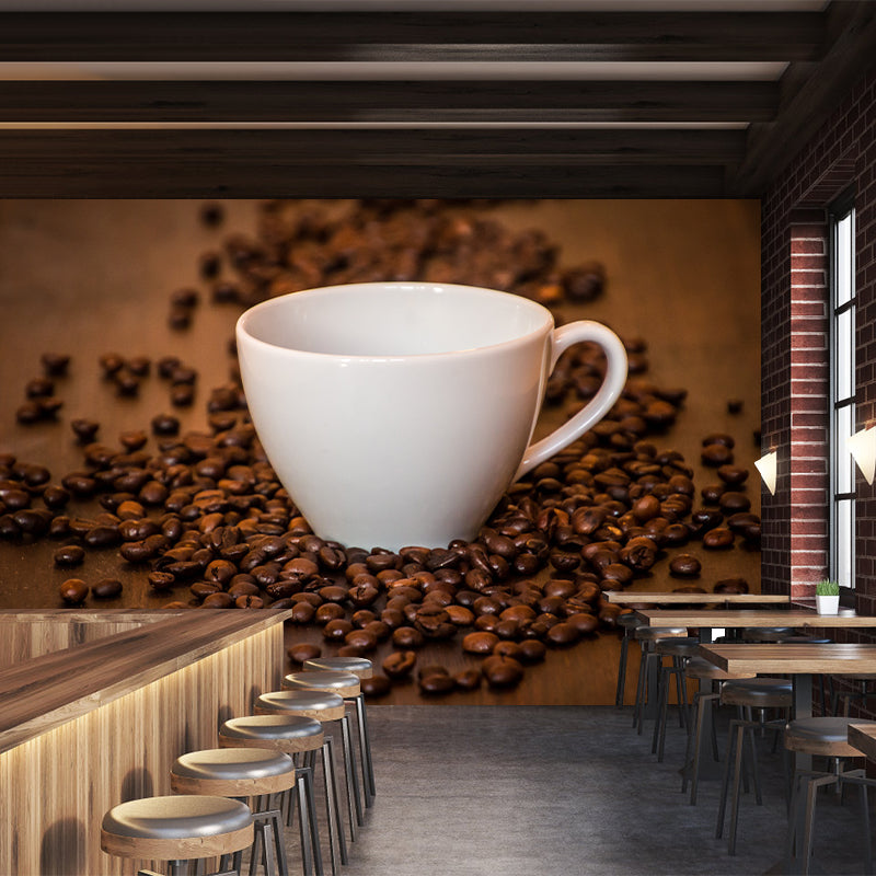 Coffee Beans Mural Wallpaper Removable Wall Art for Coffee Shop Decor, Customised