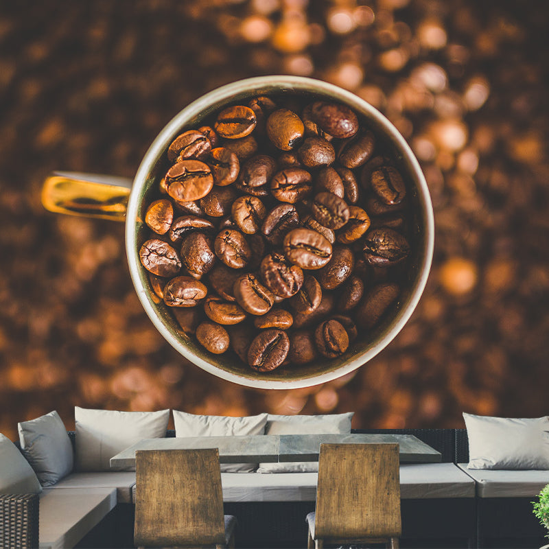 Coffee Beans Mural Wallpaper Removable Wall Art for Coffee Shop Decor, Customised