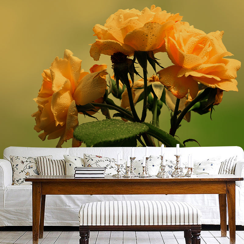 Modern Blossoming Rose Wall Mural Waterproofing Wall Art for Bedroom Decor