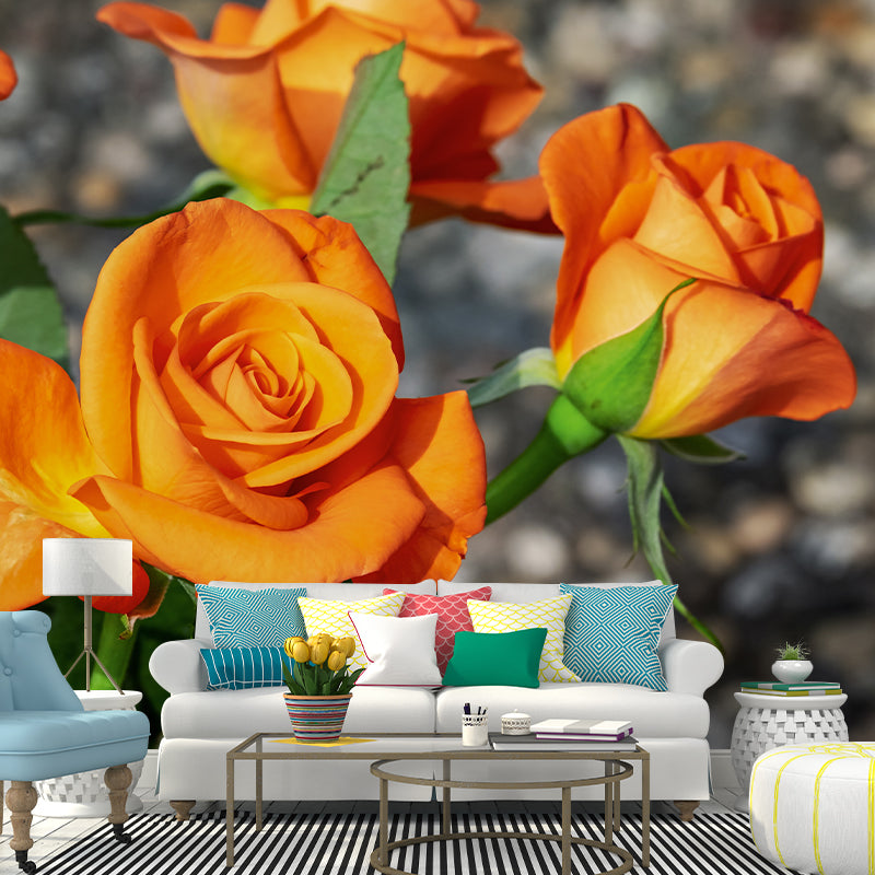 Modern Blossoming Rose Wall Mural Waterproofing Wall Art for Bedroom Decor