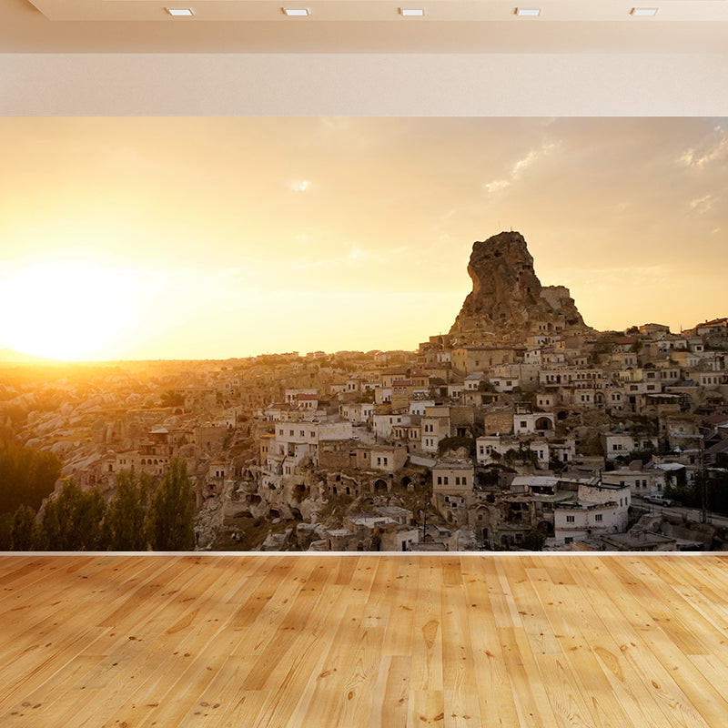 Urban City View Mural Modern Moisture Resistant Wall Covering for Meeting Room