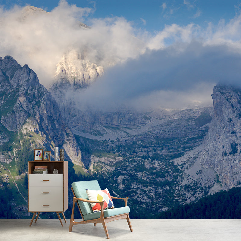 Mountain View Mural Wallpaper Washable Wall Covering for Bedroom Decoration
